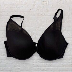 CURVY COUTURE Sheer Mesh T-Shirt Bra 1310 Deep Plunge Full Coverage Plus 34H